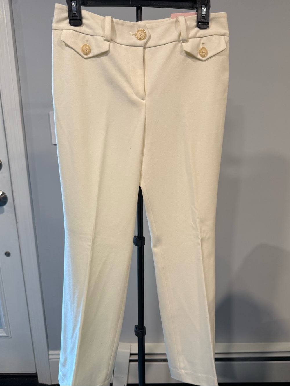 Ann Taylor White Straight-Leg Dress Pants